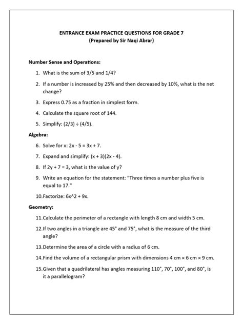 slu entrance exam|Entrance Exam Practice Questions For Grade 7 .